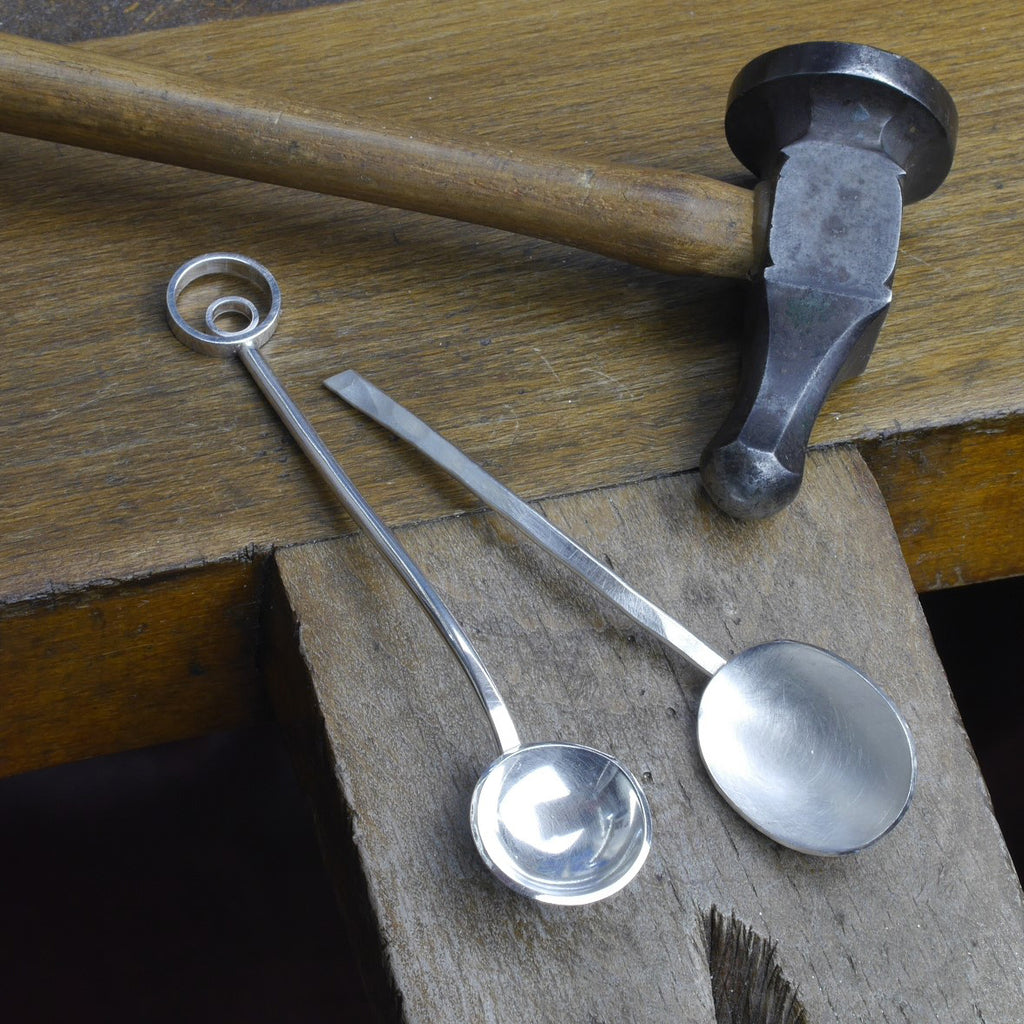 Making silver spoons silversmithing workshop Derbyshire