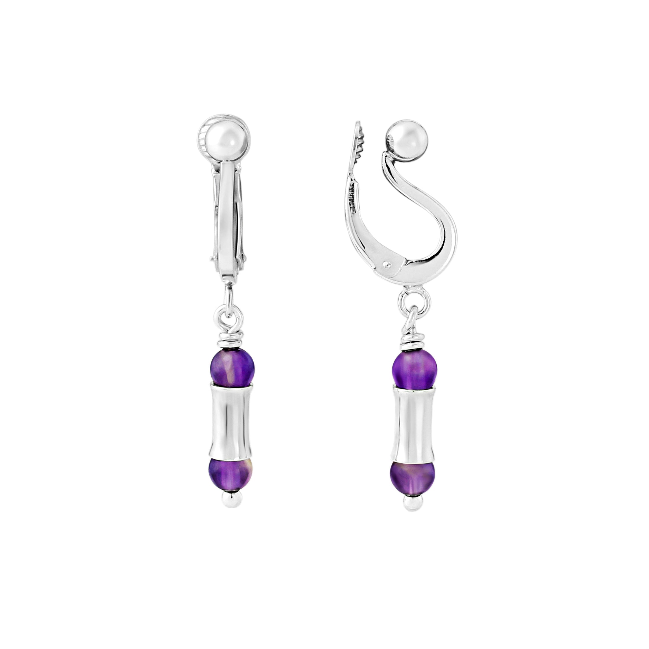 Amethyst clip on earrings