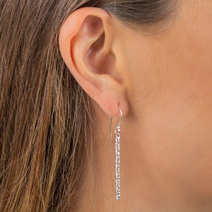 Hammered Silver Round Bar Drop Earrings