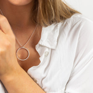  Hammered Silver Circle Necklace