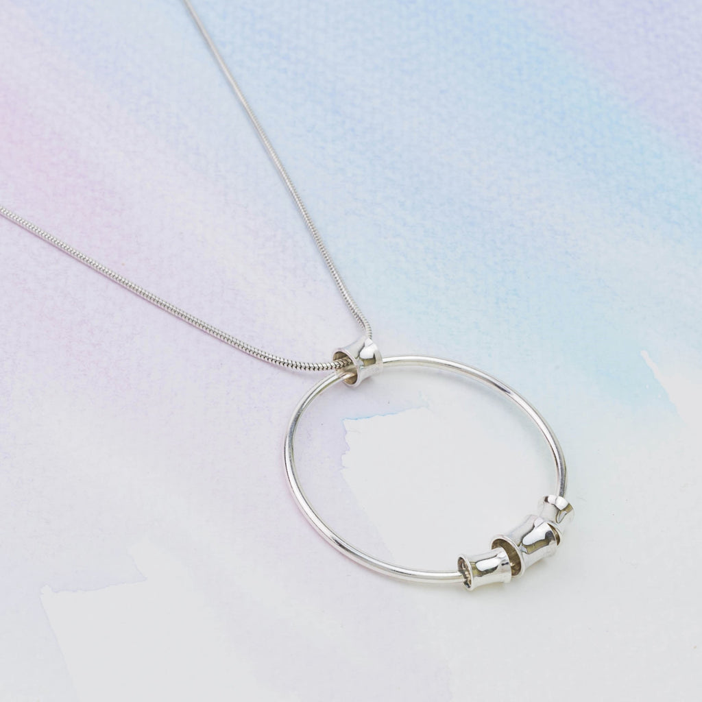 Silver Bamboo Circle Necklace