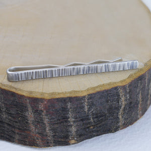 Bark Texture Oxidised Silver Tie Slide