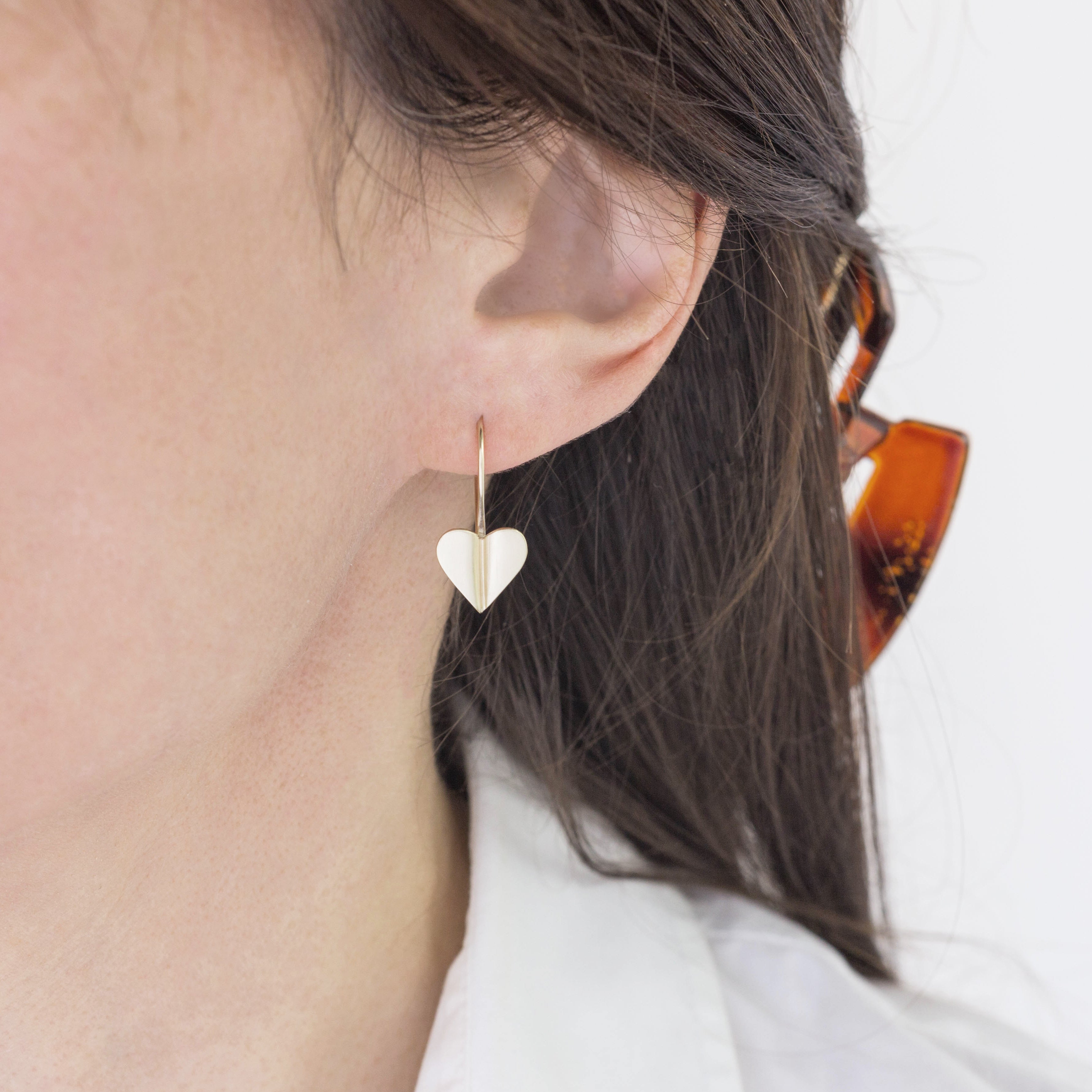 Brushed 9ct Gold Heart Drop Earrings1