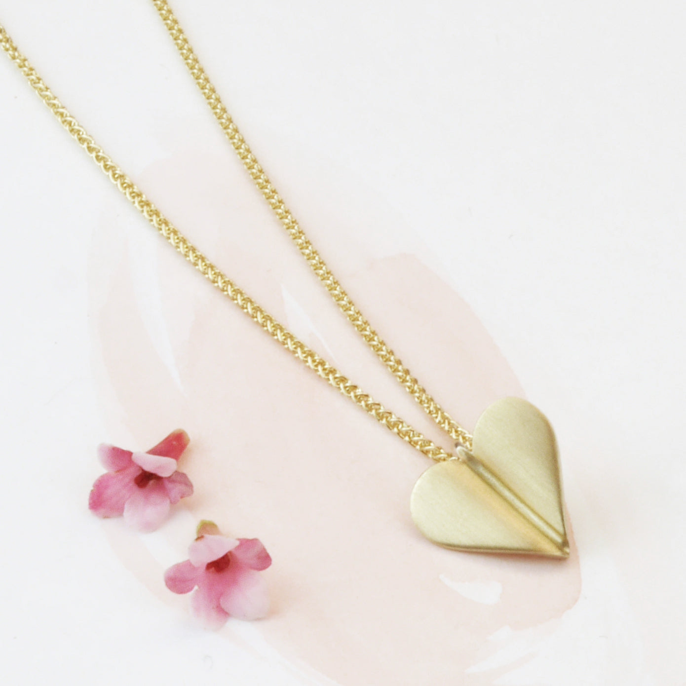 9ct Gold Heart Necklace - Geometric Pendant - Louy Magroos