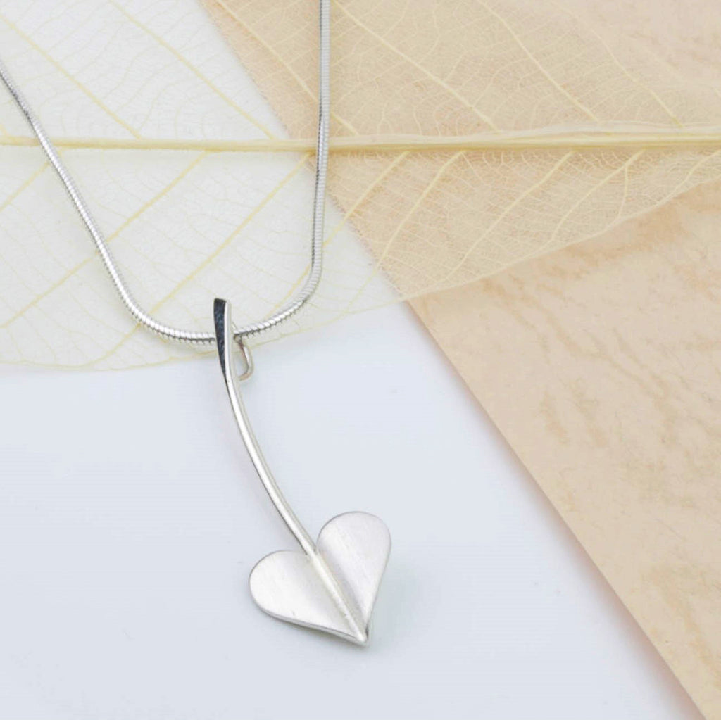 ‘Love Grows’ Brushed Silver Heart Necklace