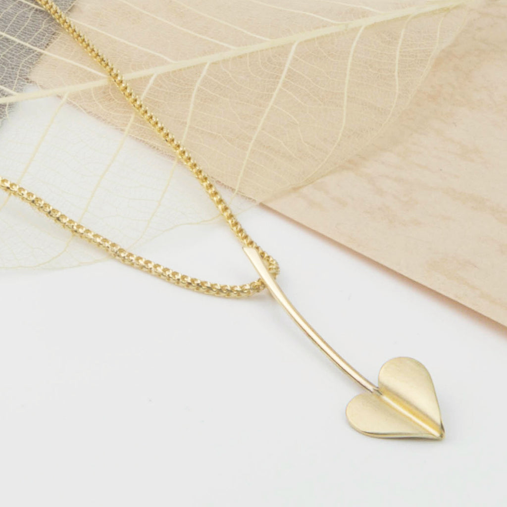 ‘Love Grows’ Brushed 9ct Gold Heart Necklace