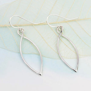 Silver Leaf Outline Drop Earrings, Large
