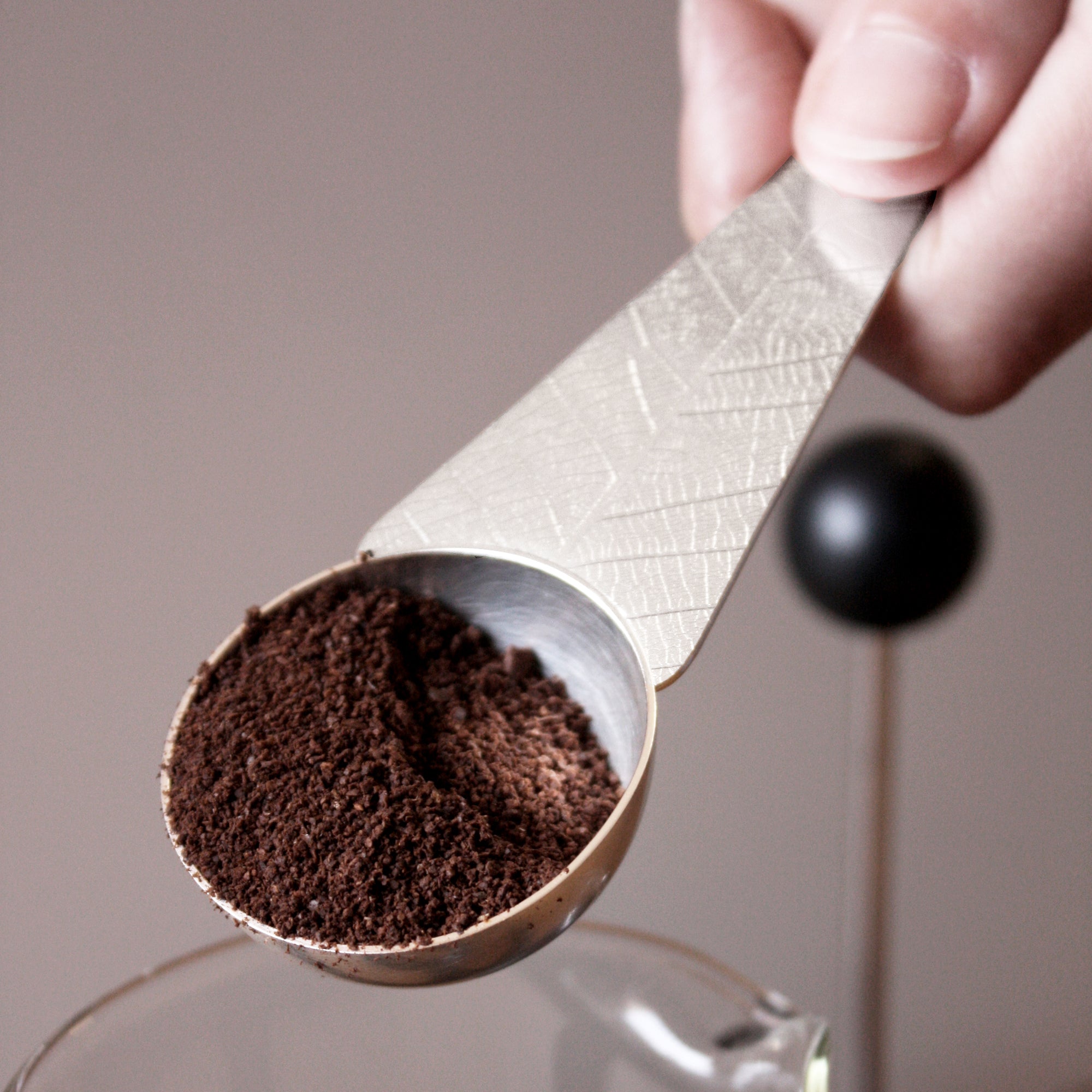 Sterling Silver Coffee Scoop with Leaf Texture Handle