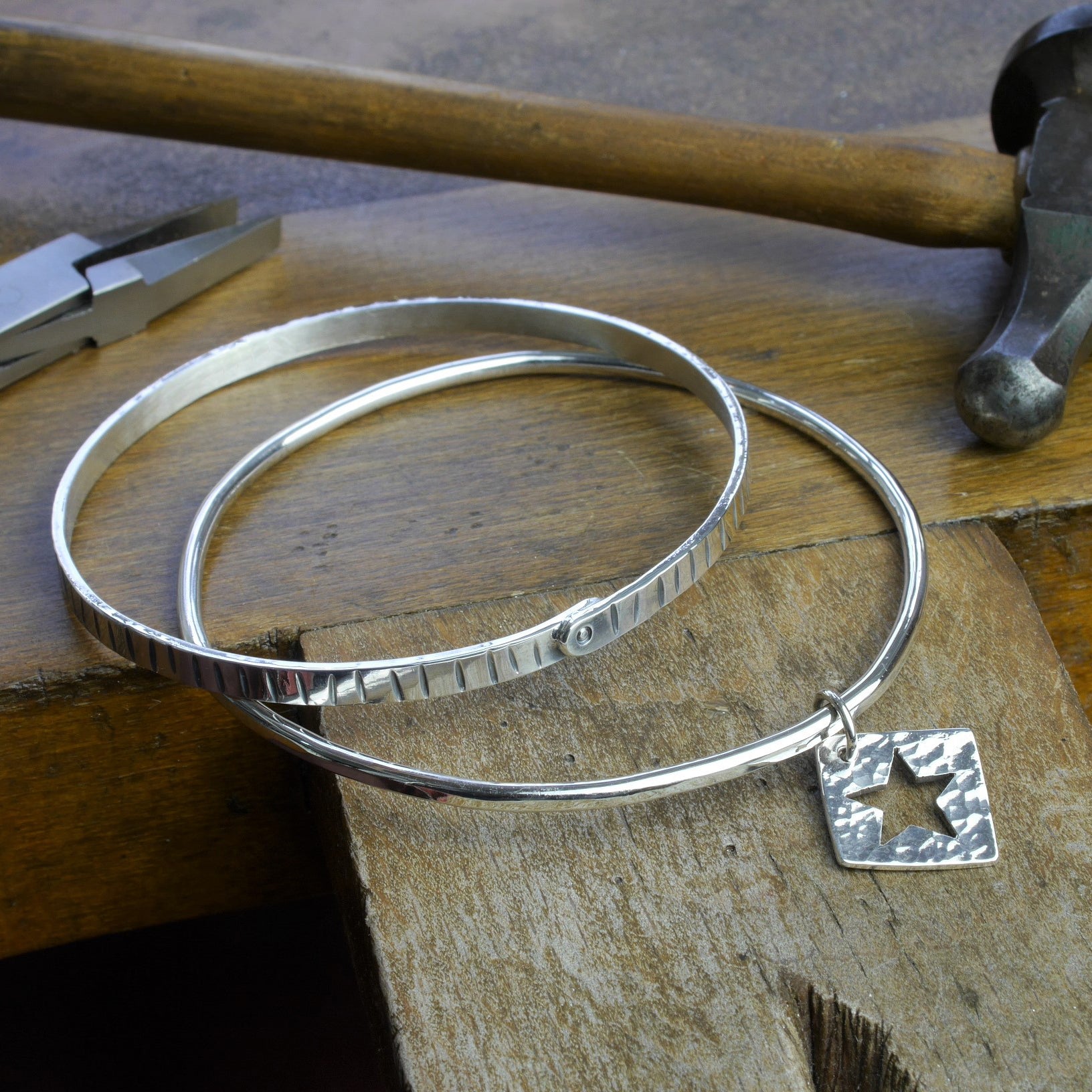 Making silver bracelets and bangles jewellery workshop Derbyshire